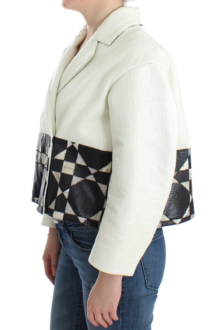 Andrea Pompilio Exclusive Black & White Leather Jacket IT40 | S