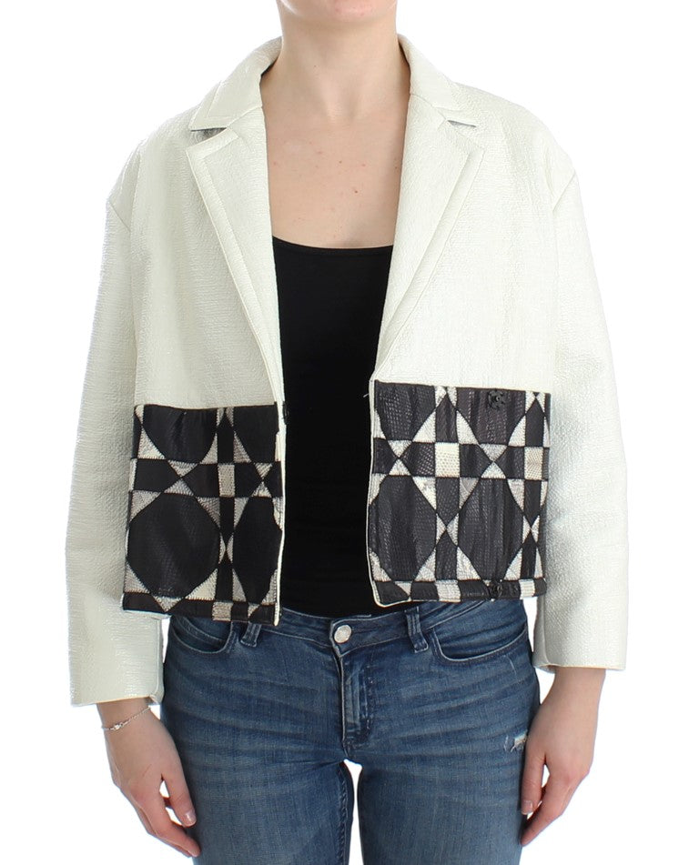 Andrea Pompilio Exclusive Black & White Leather Jacket IT40 | S