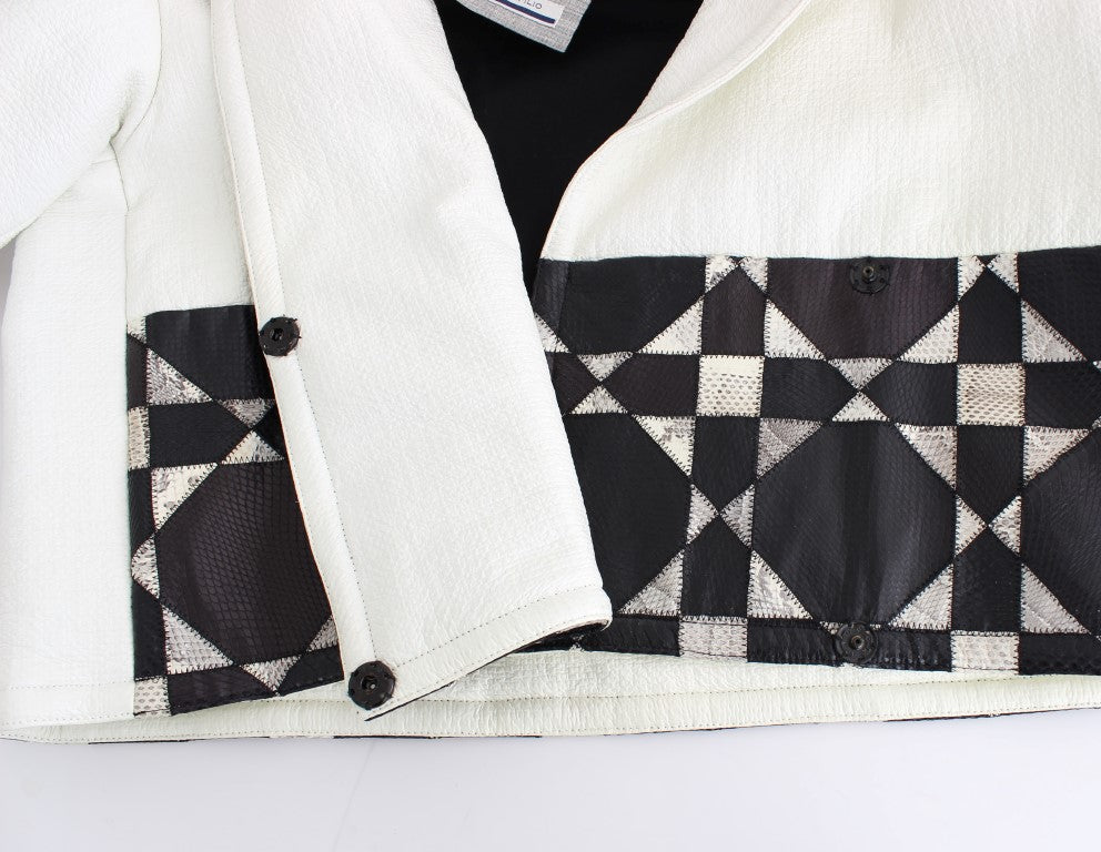 Andrea Pompilio Exclusive Black & White Leather Jacket IT40 | S