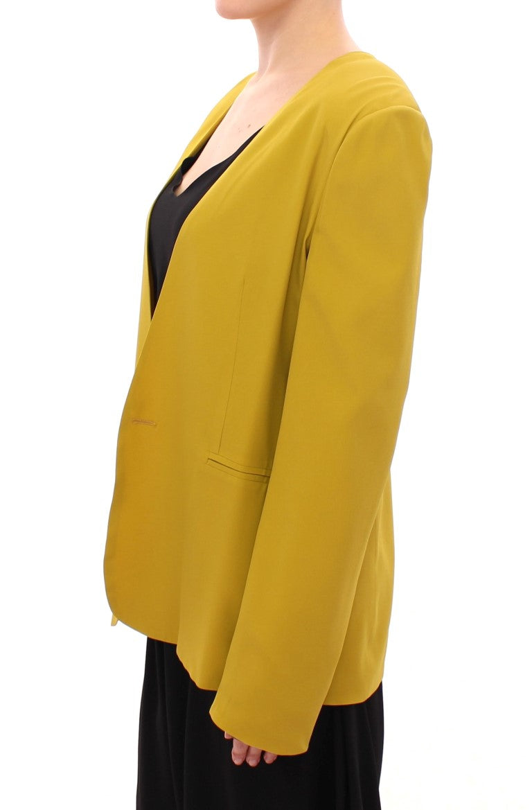 Lamberto Petri Elegant Mustard Silk Blend Jacket