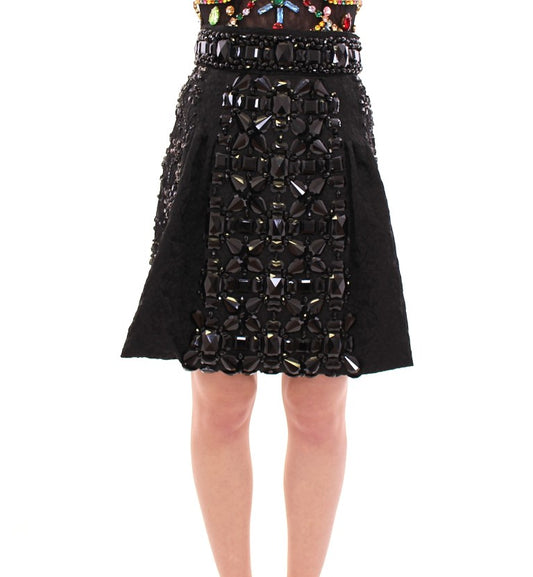 Dolce & Gabbana Black Crystal Embellished Masterpiece Skirt IT42 / M