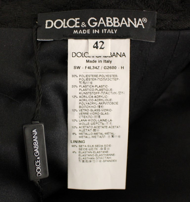 Dolce & Gabbana Black Crystal Embellished Masterpiece Skirt IT42 / M