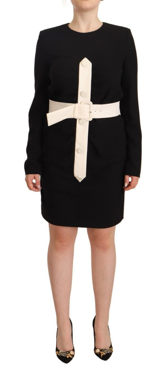 Givenchy Elegant Black Wool Mini Dress with Belt IT40 | S