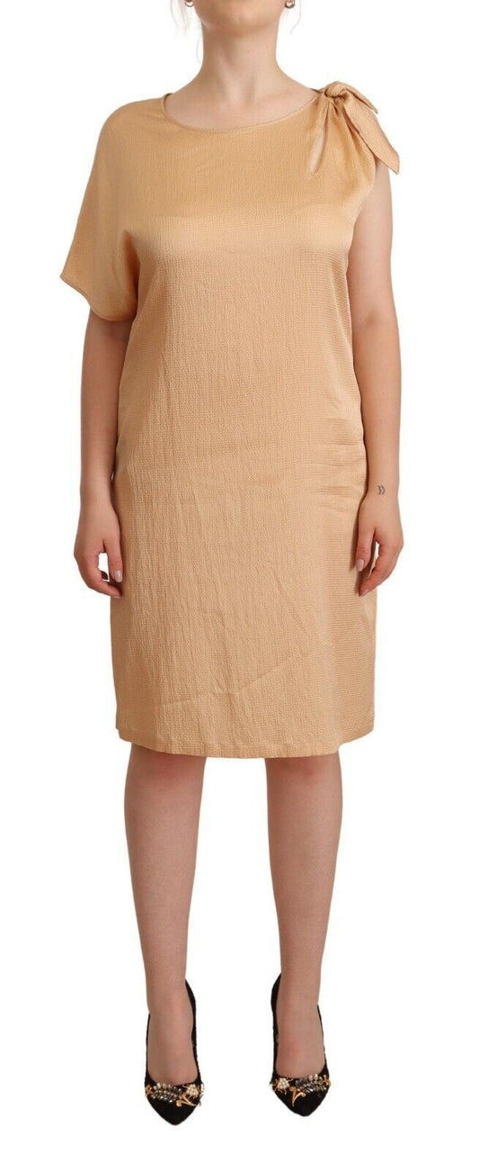 Moschino Elegant One-Sleeve Beige Shift Dress IT44 | L