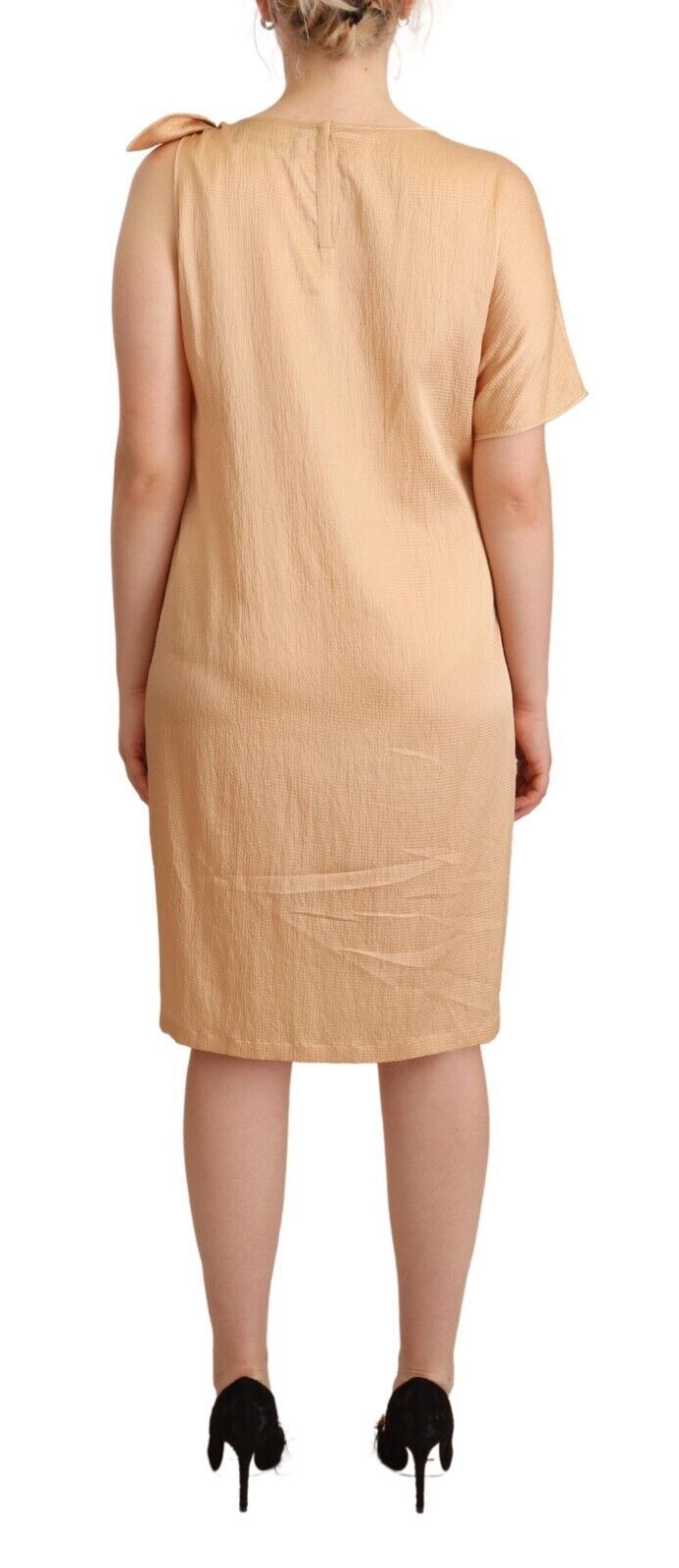 Moschino Elegant One-Sleeve Beige Shift Dress IT44 | L