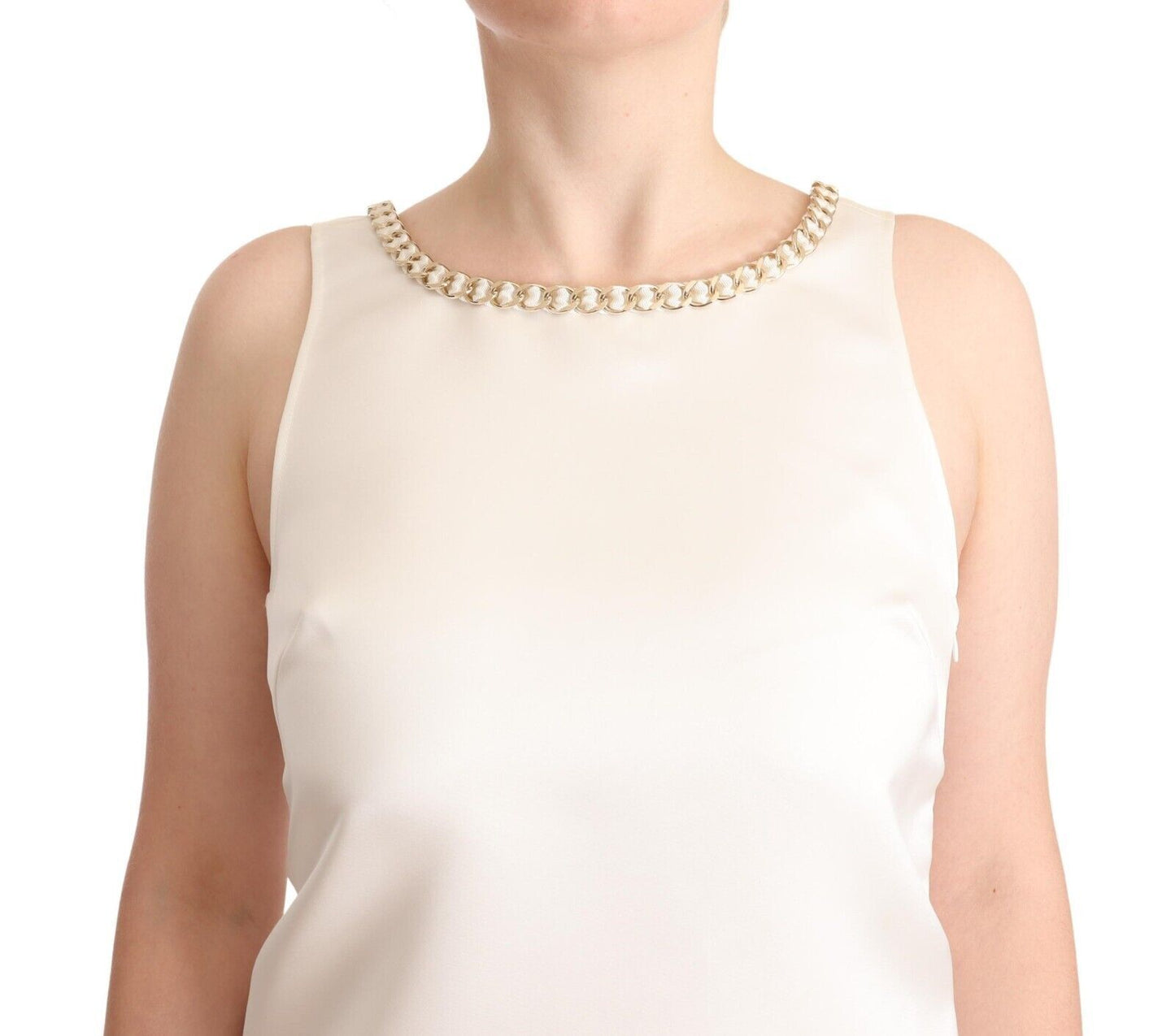 Elisabetta Franchi Elegant Sleeveless Mini Dress with Embellished Neckline IT40 | S