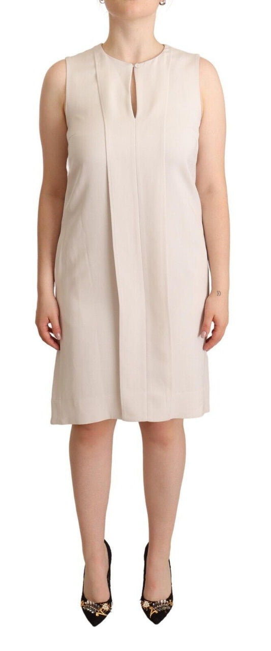 Peserico Chic Beige Sleeveless Shift Dress IT42 | M