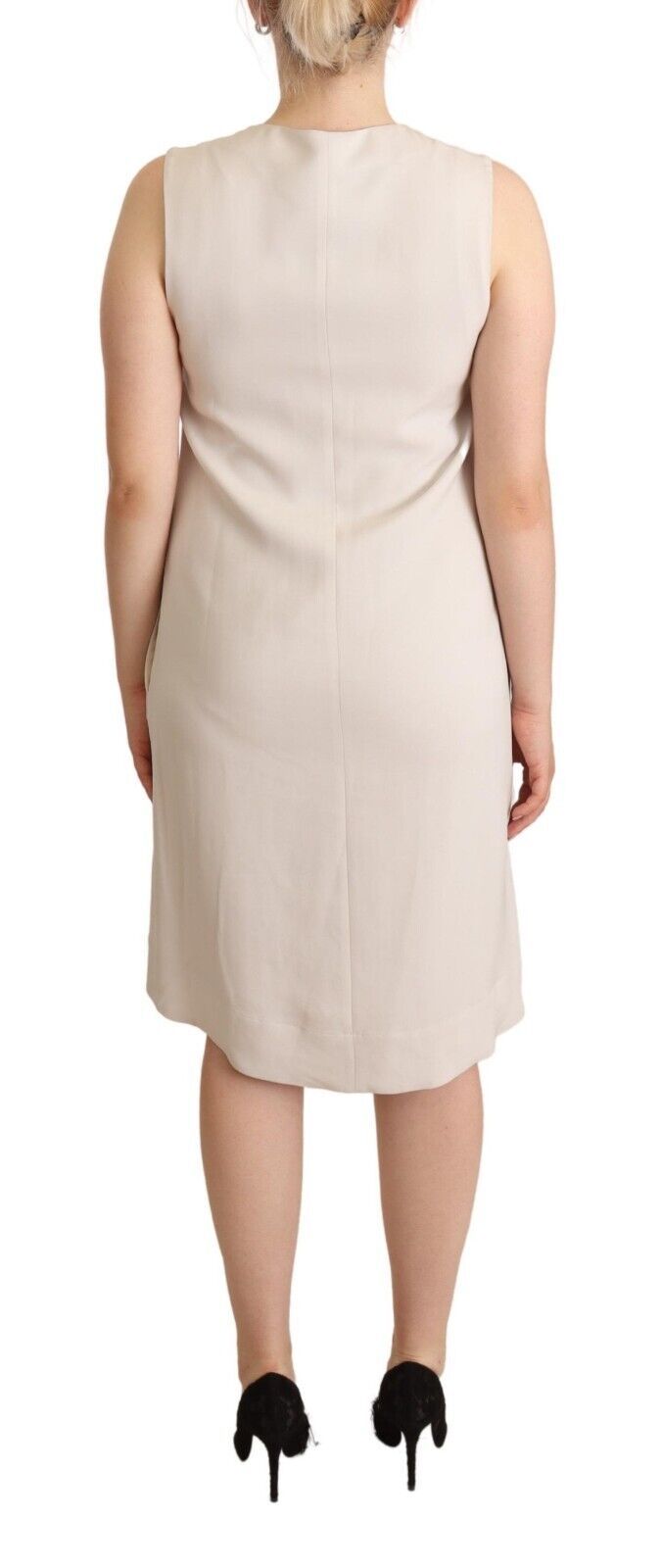 Peserico Chic Beige Sleeveless Shift Dress IT42 | M