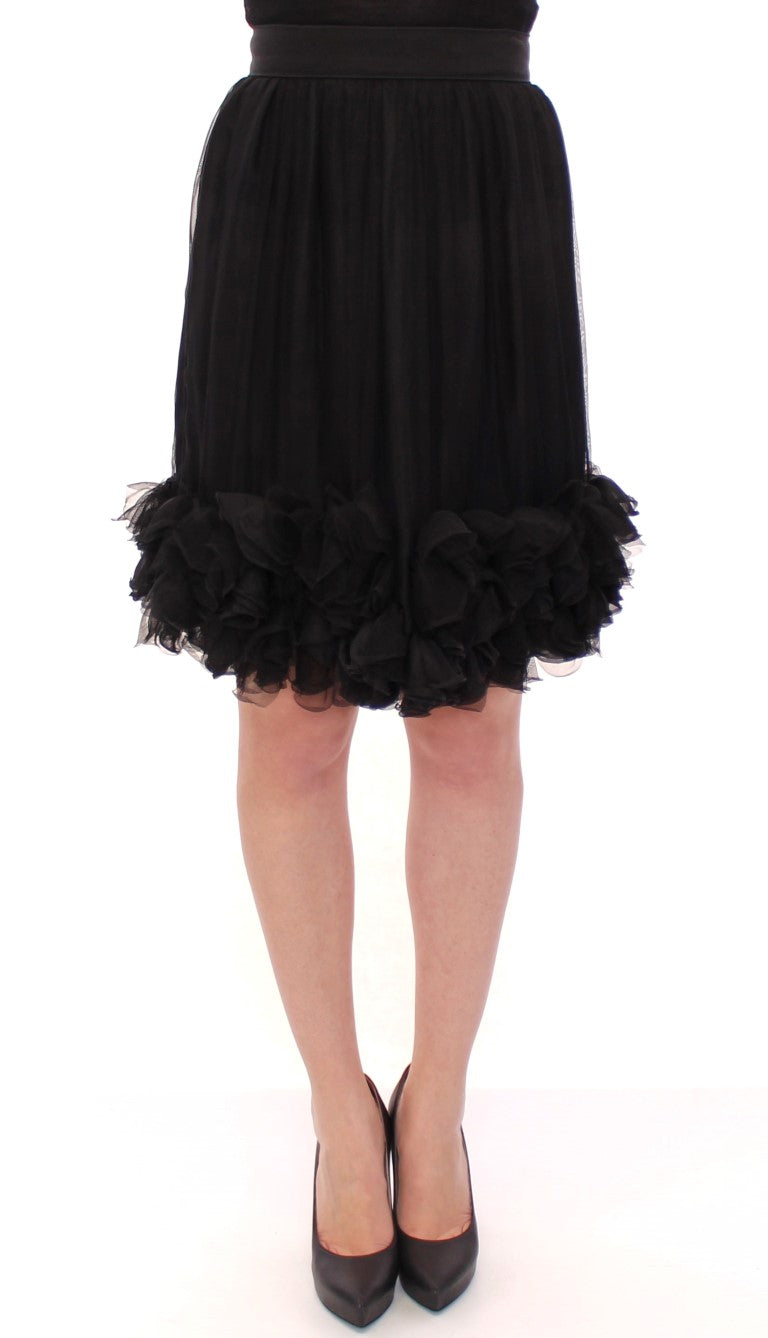 Dolce & Gabbana Elegant Silk Black Skirt for Evenings IT40 | S