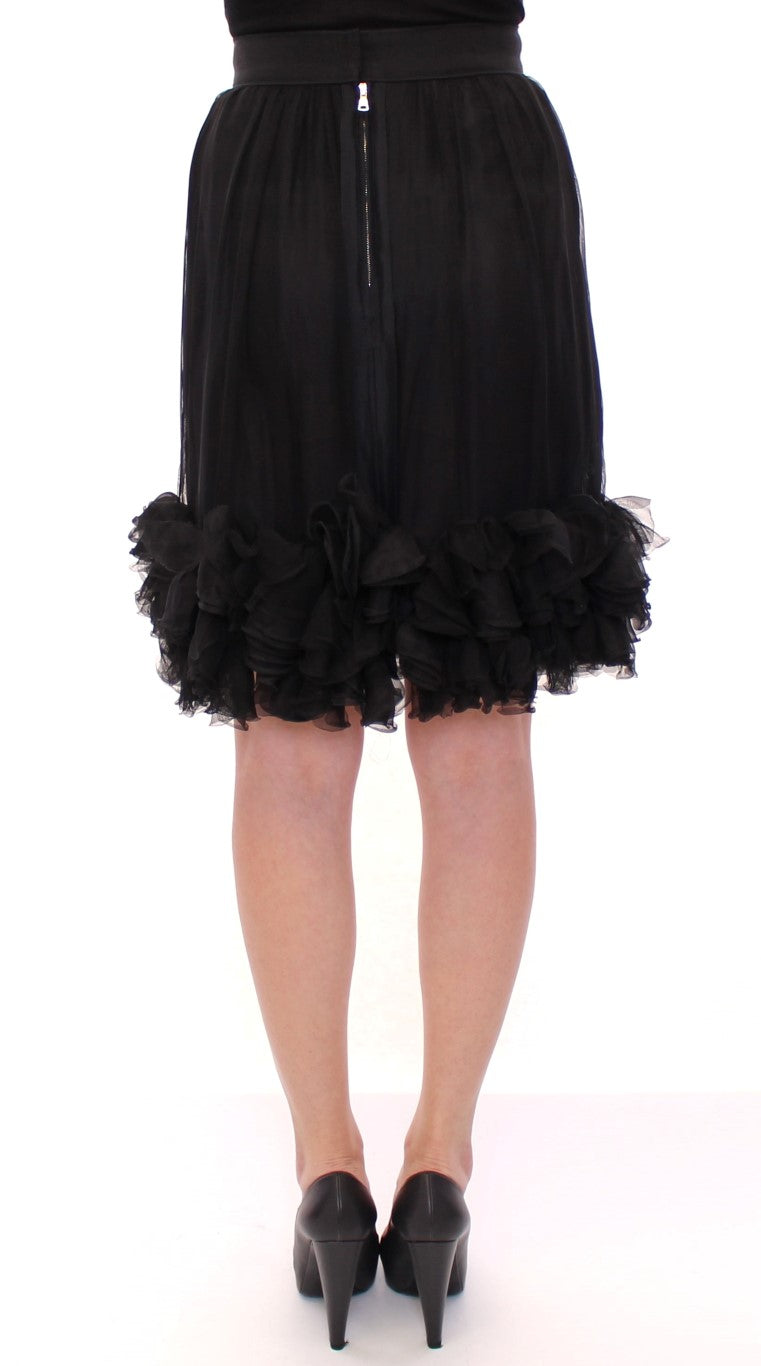 Dolce & Gabbana Elegant Silk Black Skirt for Evenings IT40 | S