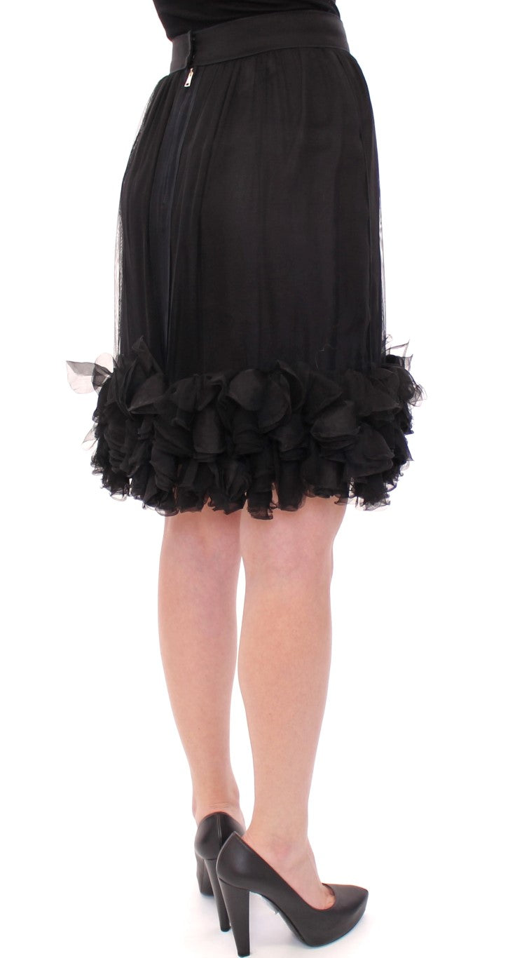 Dolce & Gabbana Elegant Silk Black Skirt for Evenings IT40 | S