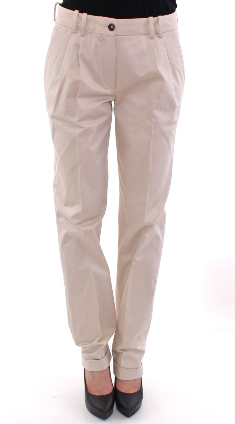 Dolce & Gabbana Elegant Beige Regular Fit Cotton  Pants IT42 / M