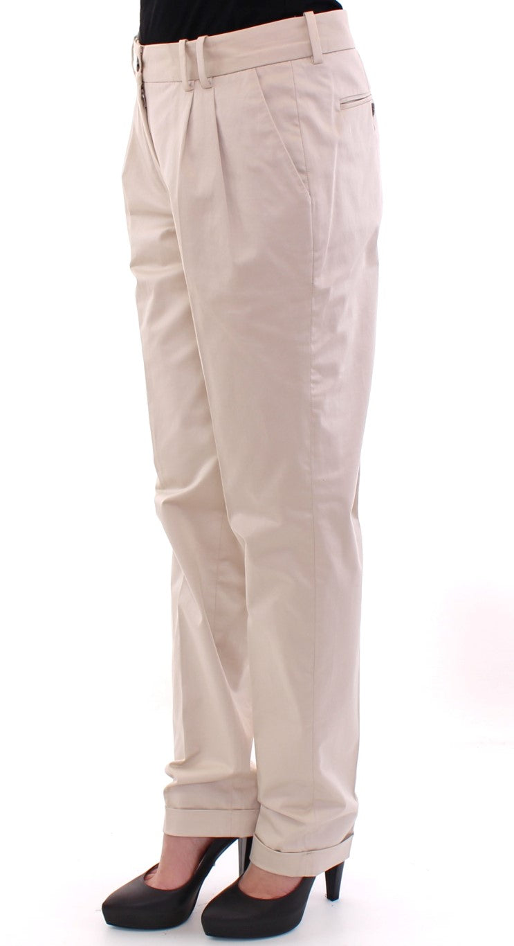 Dolce & Gabbana Elegant Beige Regular Fit Cotton  Pants IT42 / M