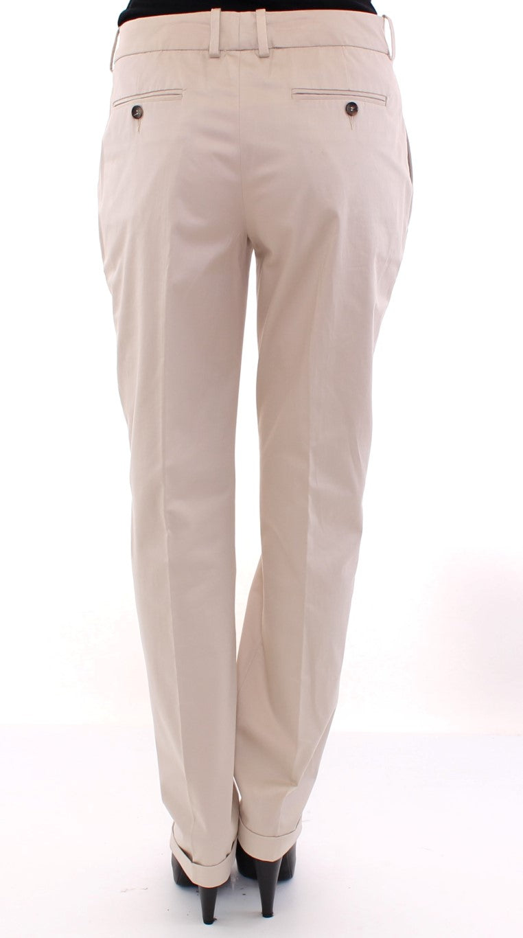 Dolce & Gabbana Elegant Beige Regular Fit Cotton  Pants IT42 / M