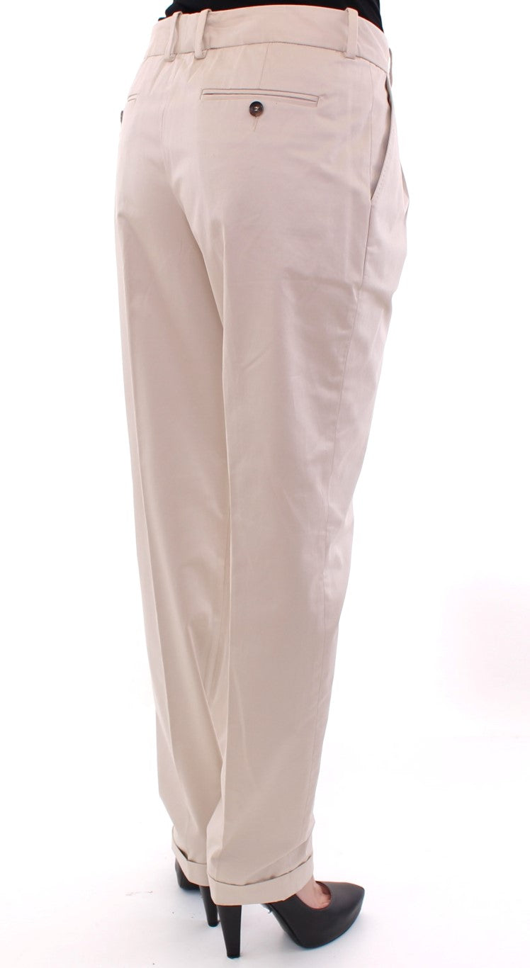 Dolce & Gabbana Elegant Beige Regular Fit Cotton  Pants IT42 / M