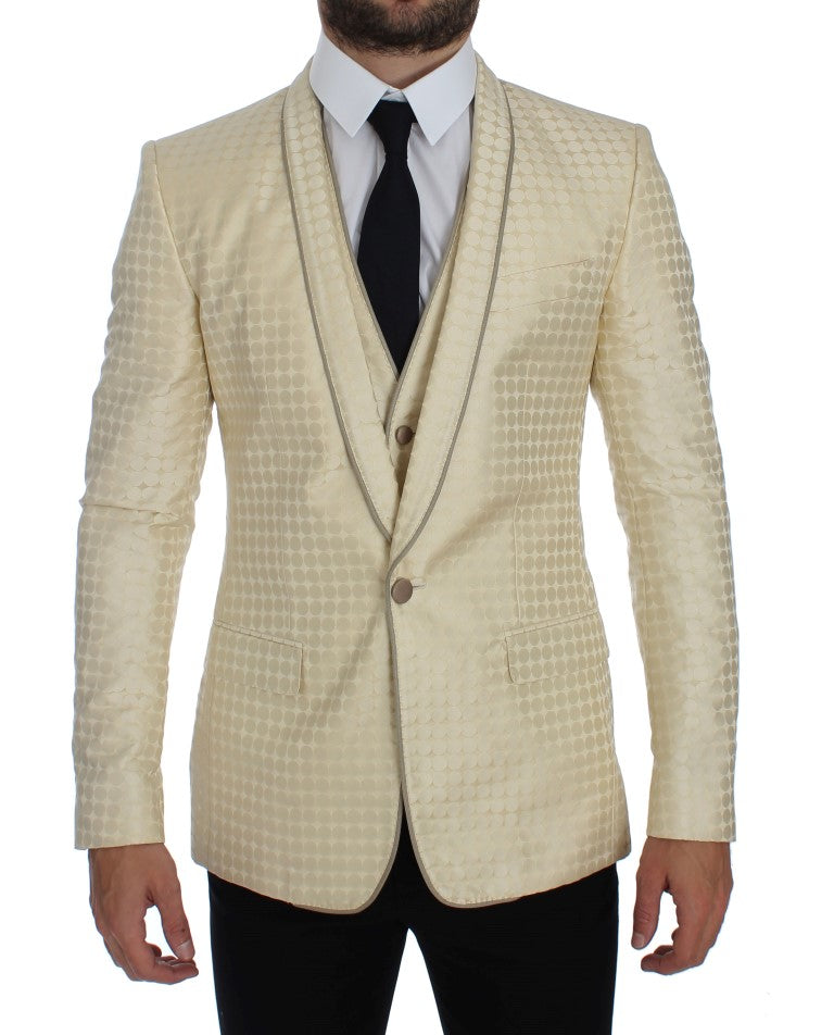 Dolce & Gabbana Sophisticated Beige Polka Dotted Blazer & Vest IT44 / XS