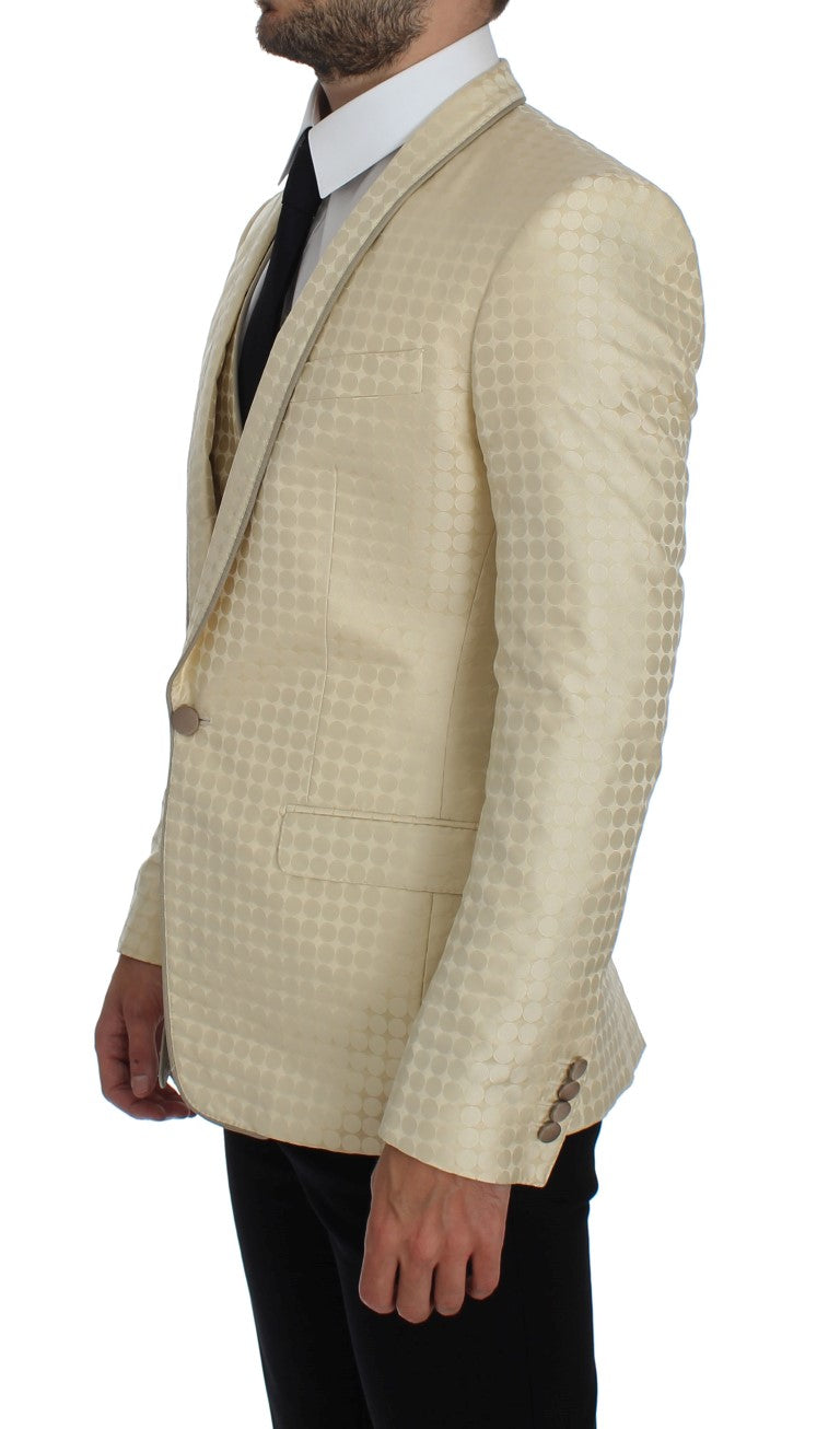 Dolce & Gabbana Sophisticated Beige Polka Dotted Blazer & Vest IT44 / XS