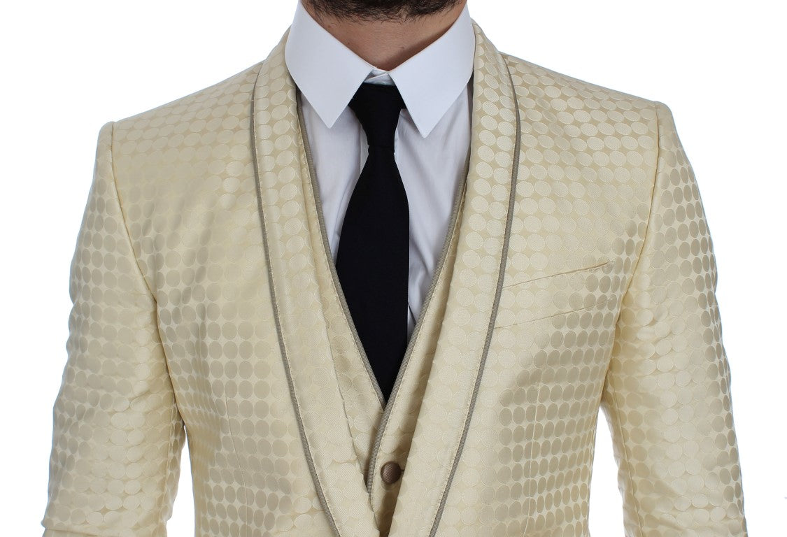 Dolce & Gabbana Sophisticated Beige Polka Dotted Blazer & Vest IT44 / XS