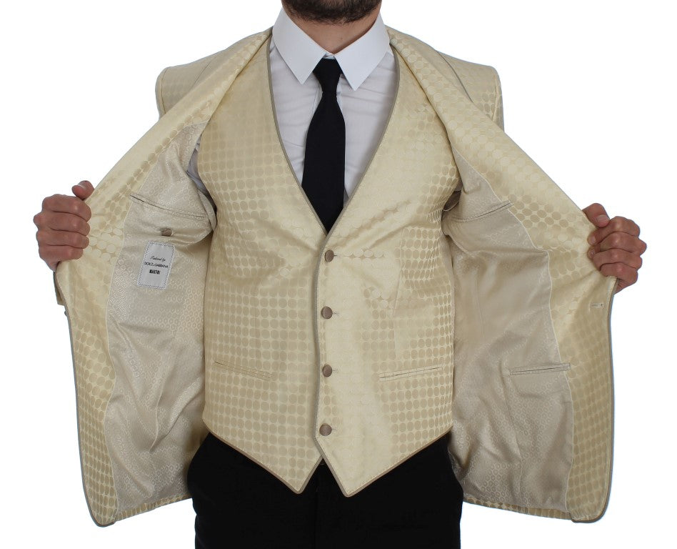 Dolce & Gabbana Sophisticated Beige Polka Dotted Blazer & Vest IT44 / XS