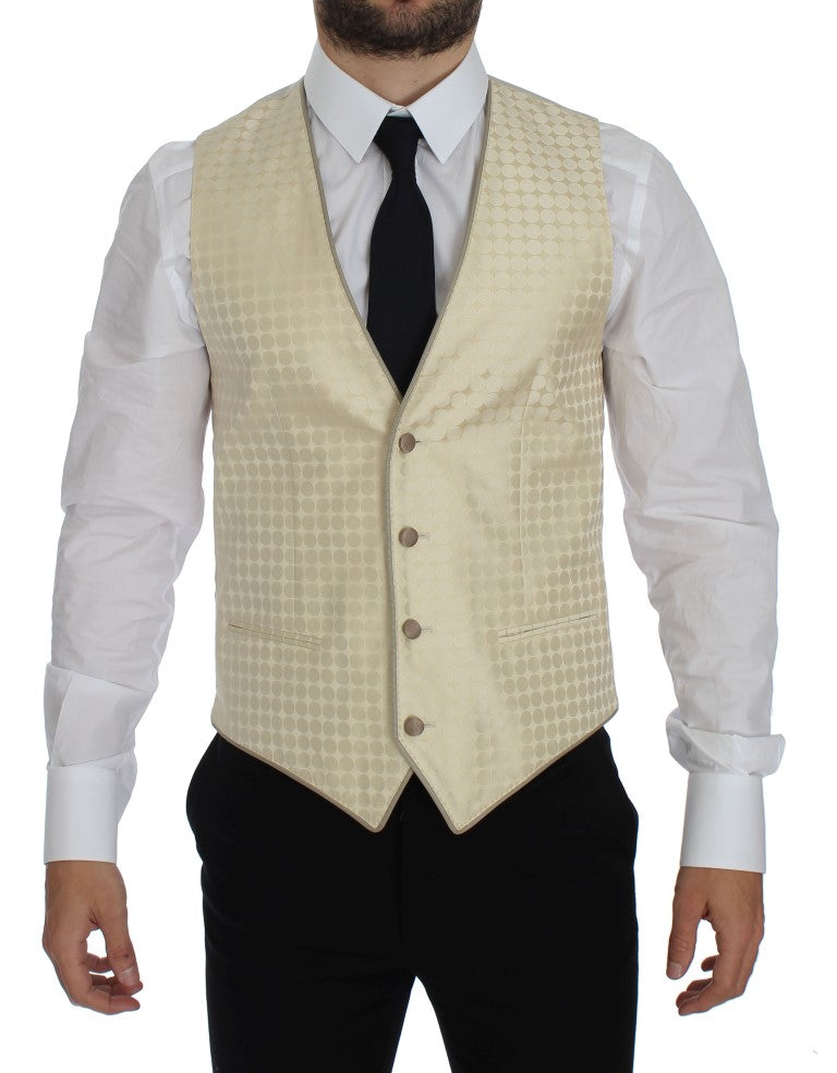 Dolce & Gabbana Sophisticated Beige Polka Dotted Blazer & Vest IT44 / XS