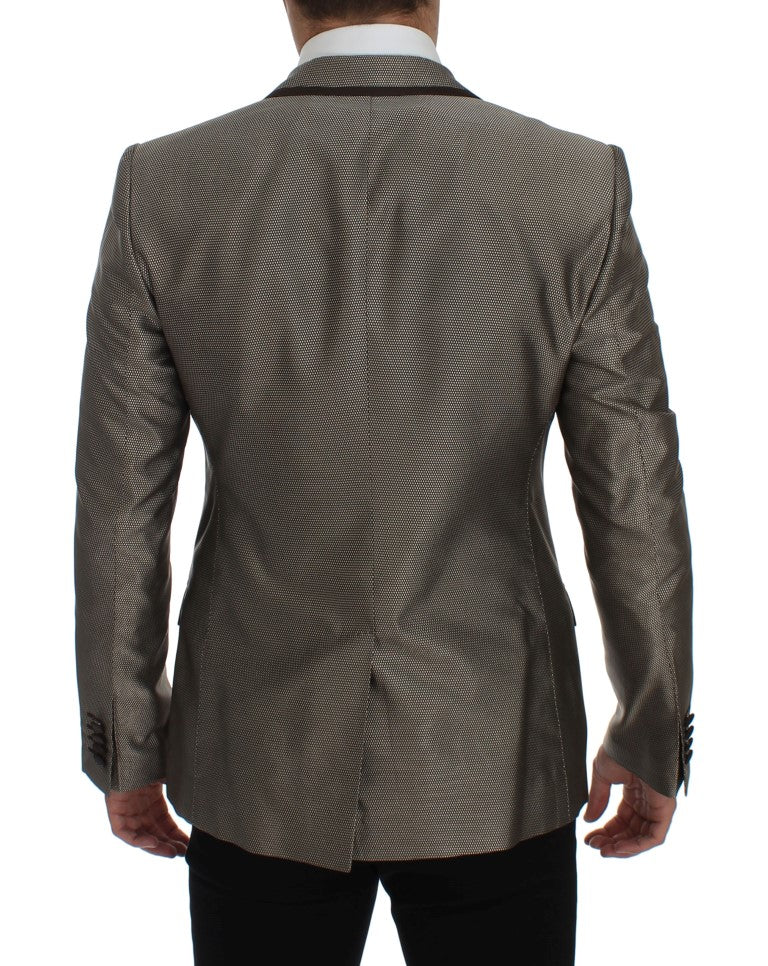 Dolce & Gabbana Elegant Brown Silk Two-Button Slim Blazer IT44 / XS