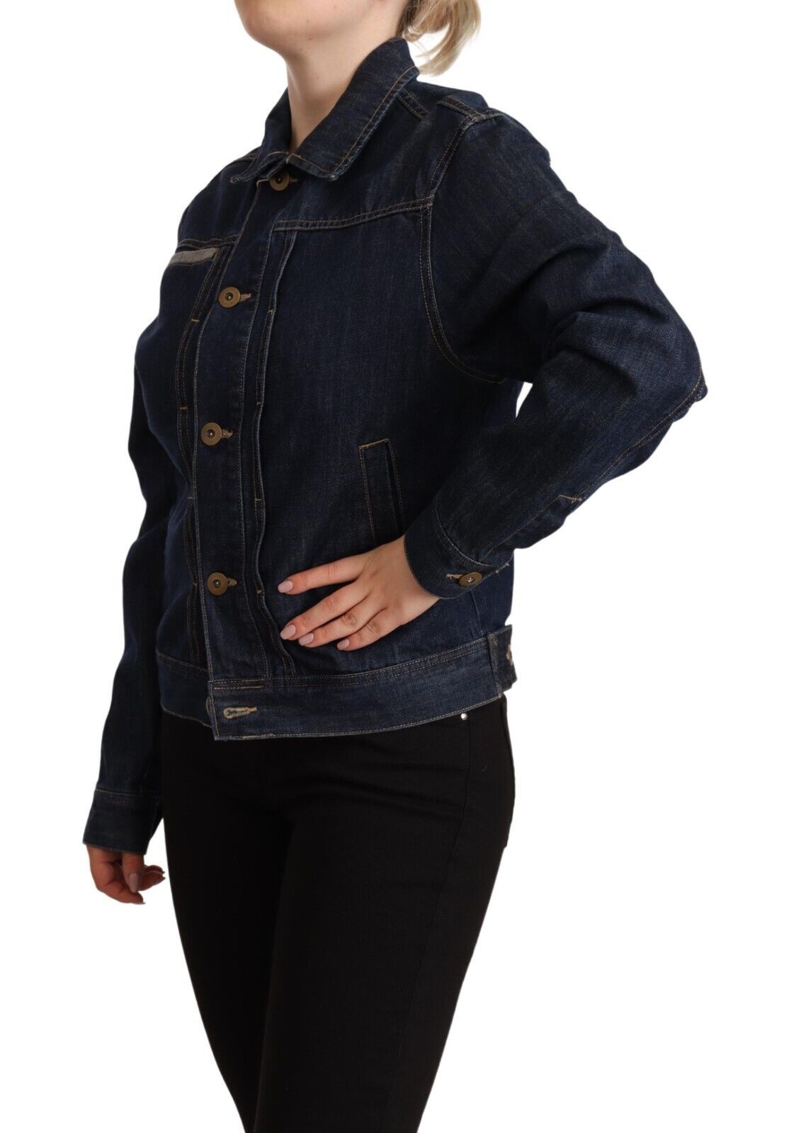 Master Coat Elegant Dark Blue Denim Jacket IT40 | S