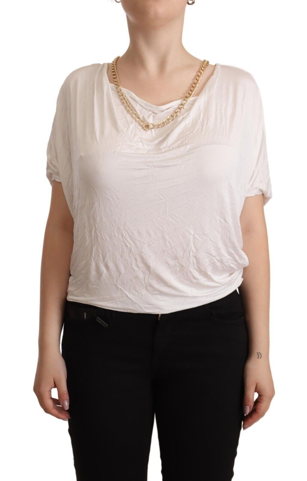 Guess By Marciano Elegant White Gold Chain T-Shirt Top IT42 | M