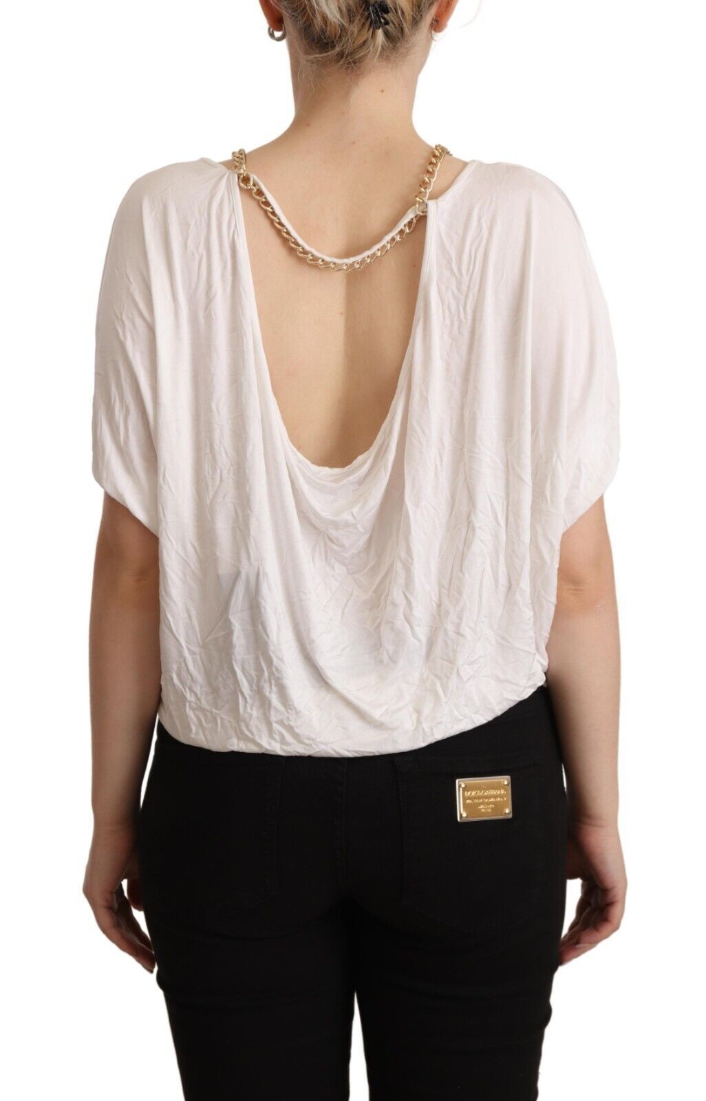 Guess By Marciano Elegant White Gold Chain T-Shirt Top IT42 | M