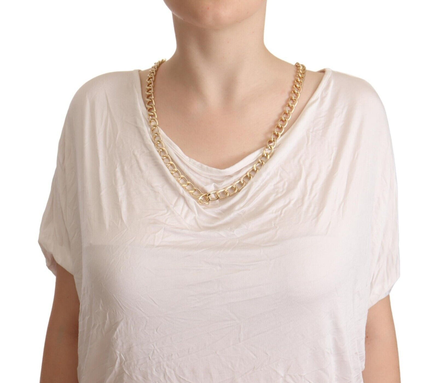 Guess By Marciano Elegant White Gold Chain T-Shirt Top IT42 | M