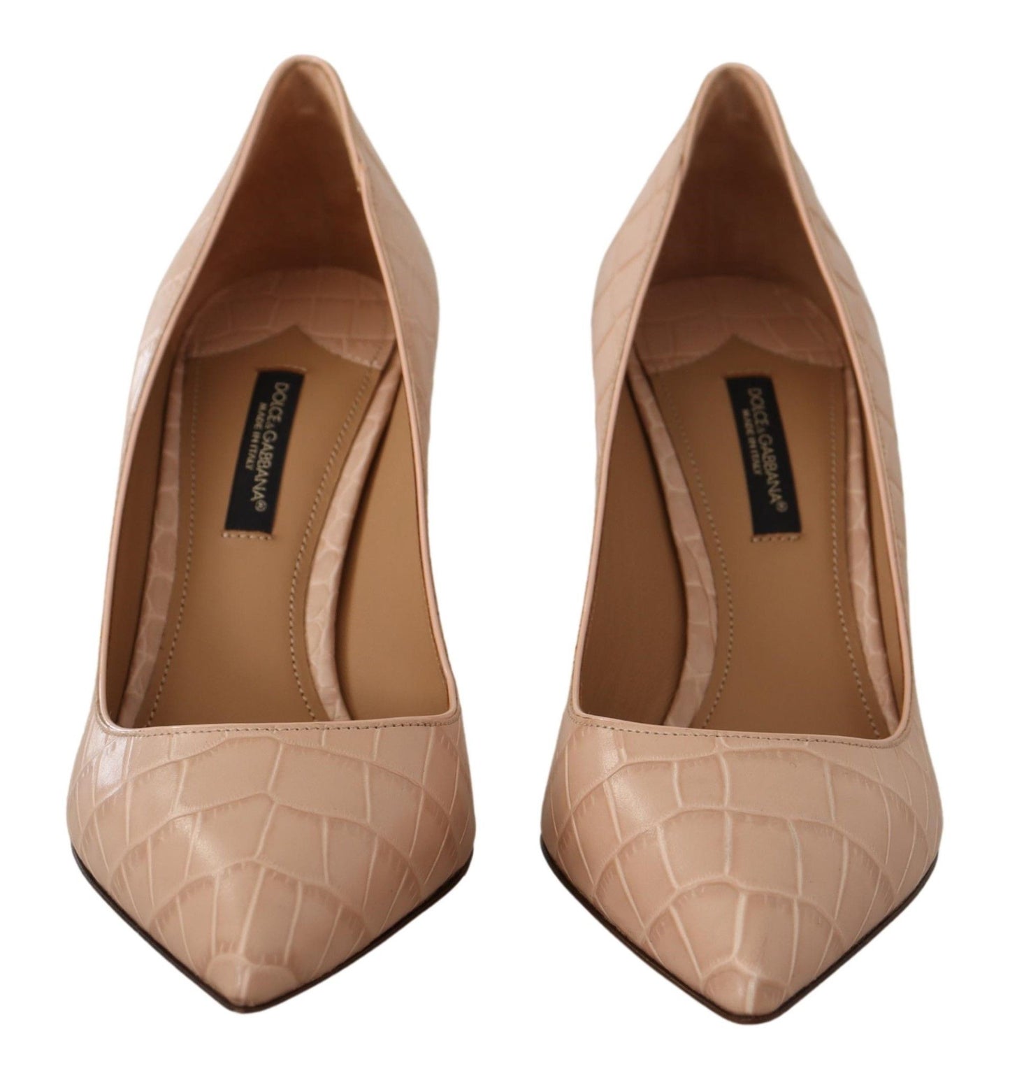 Dolce & Gabbana Elegant Nude Leather Kitten Heels Pumps EU39.5 / US9