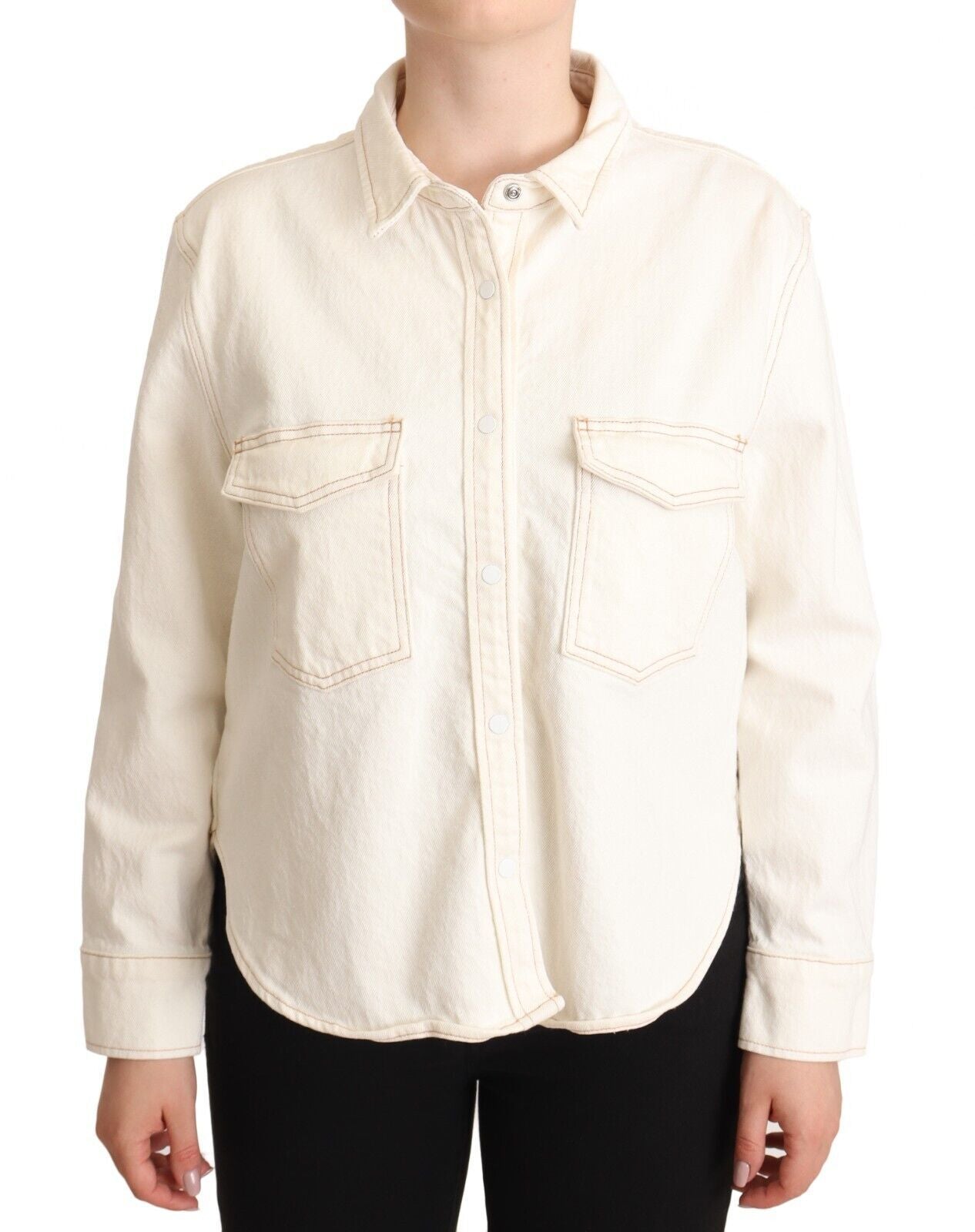 Levi's Elegant White Long Sleeve Collared Polo Top IT44 | L