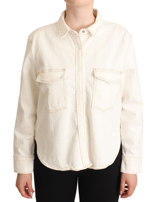 Levi's Elegant White Long Sleeve Collared Polo Top IT44 | L