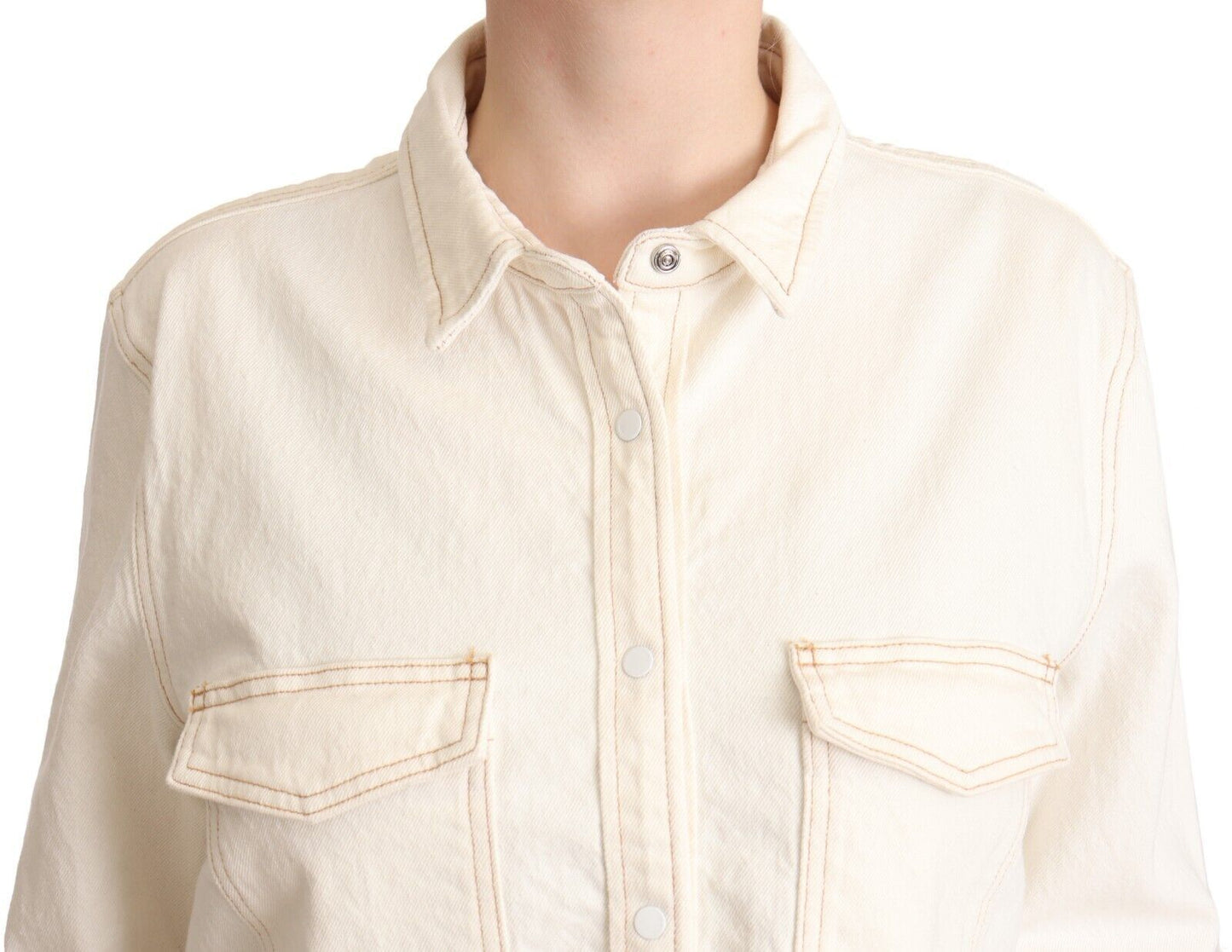 Levi's Elegant White Long Sleeve Collared Polo Top IT44 | L