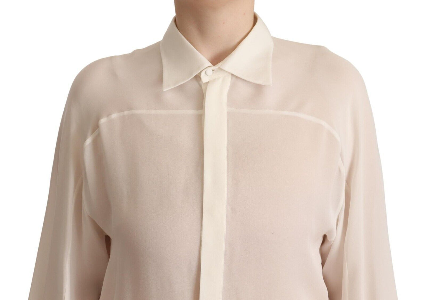 Dsquared² Elegant Off White Silk Long Sleeve Blouse IT42 | M