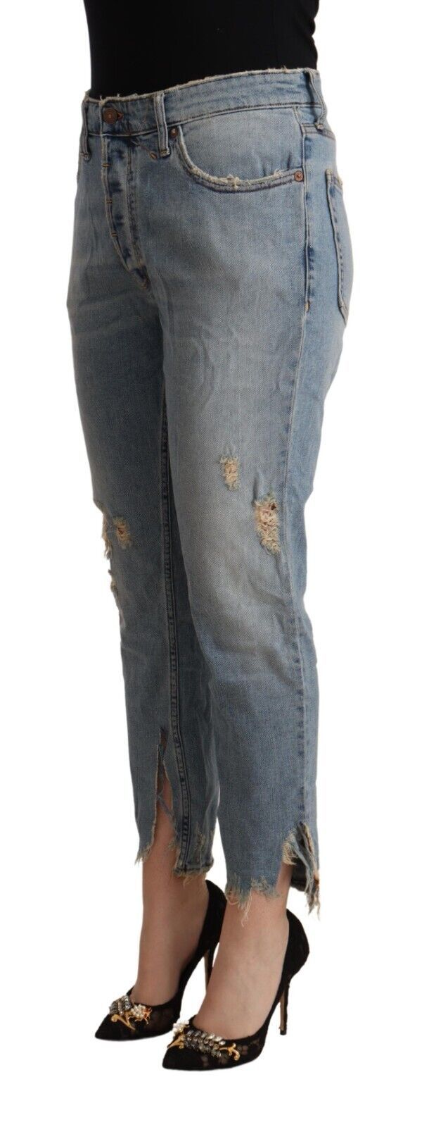 CYCLE Chic Distressed Mid Waist Cropped Denim W34