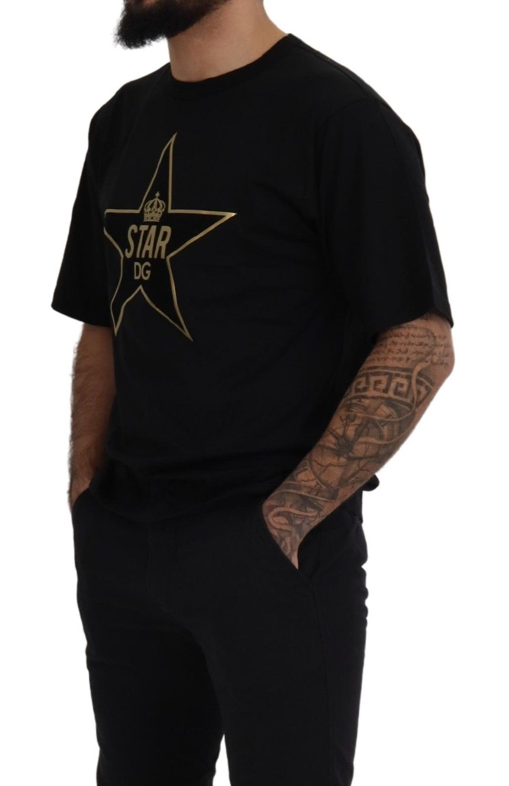 Dolce & Gabbana Gold Star DG Emblem Crewneck Tee