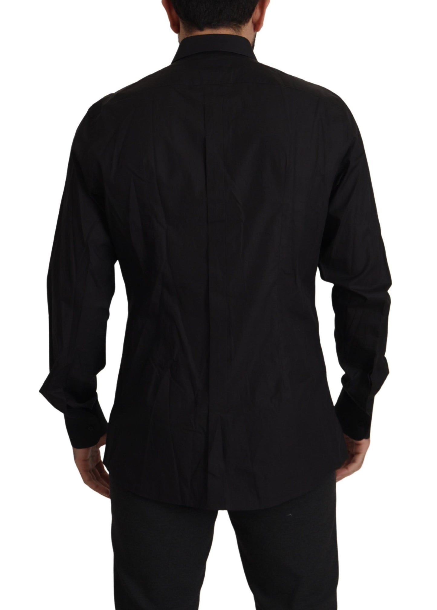 Dolce & Gabbana Sleek Black Tuxedo Dress Shirt - Slim Fit IT37 / XS