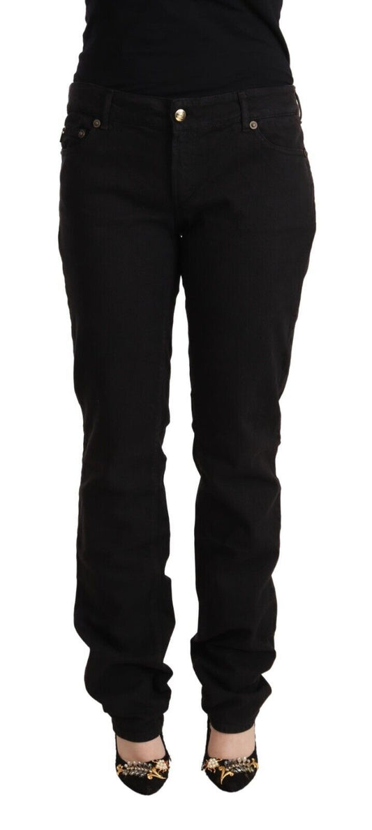 Just Cavalli Sleek Mid-Waist Slim Fit Black Jeans IT36 | XXS