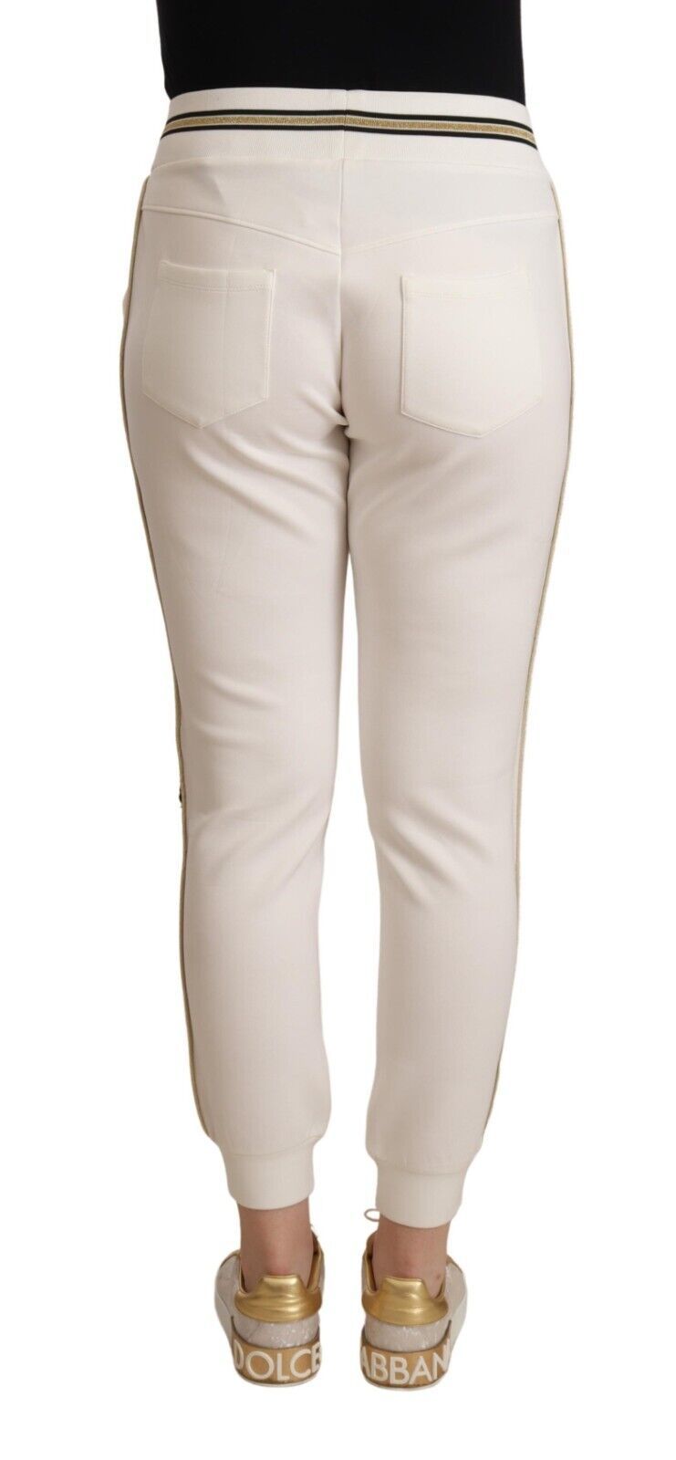 Patrizia Pepe Chic White Mid Waist Jogger Pants IT1 | XS