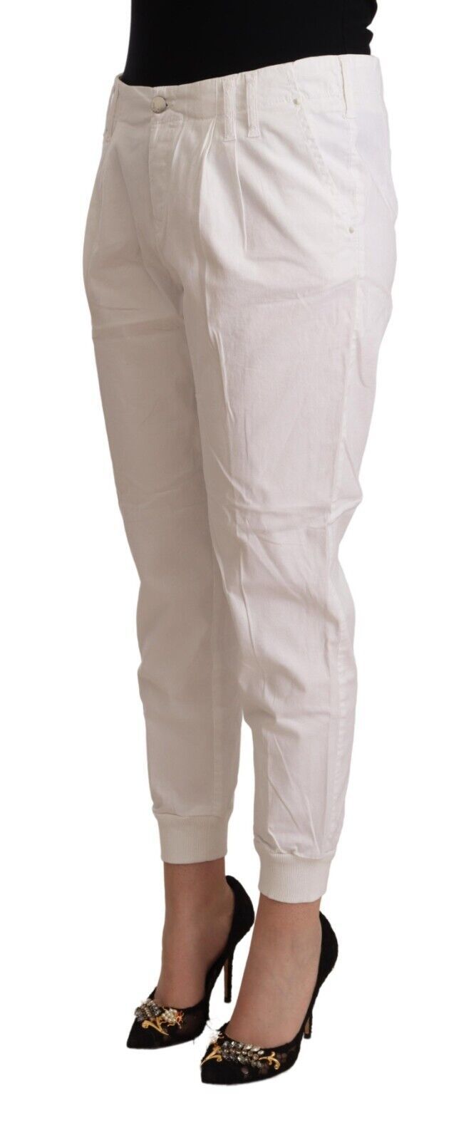 Met Chic White Tapered Cropped Pants W30