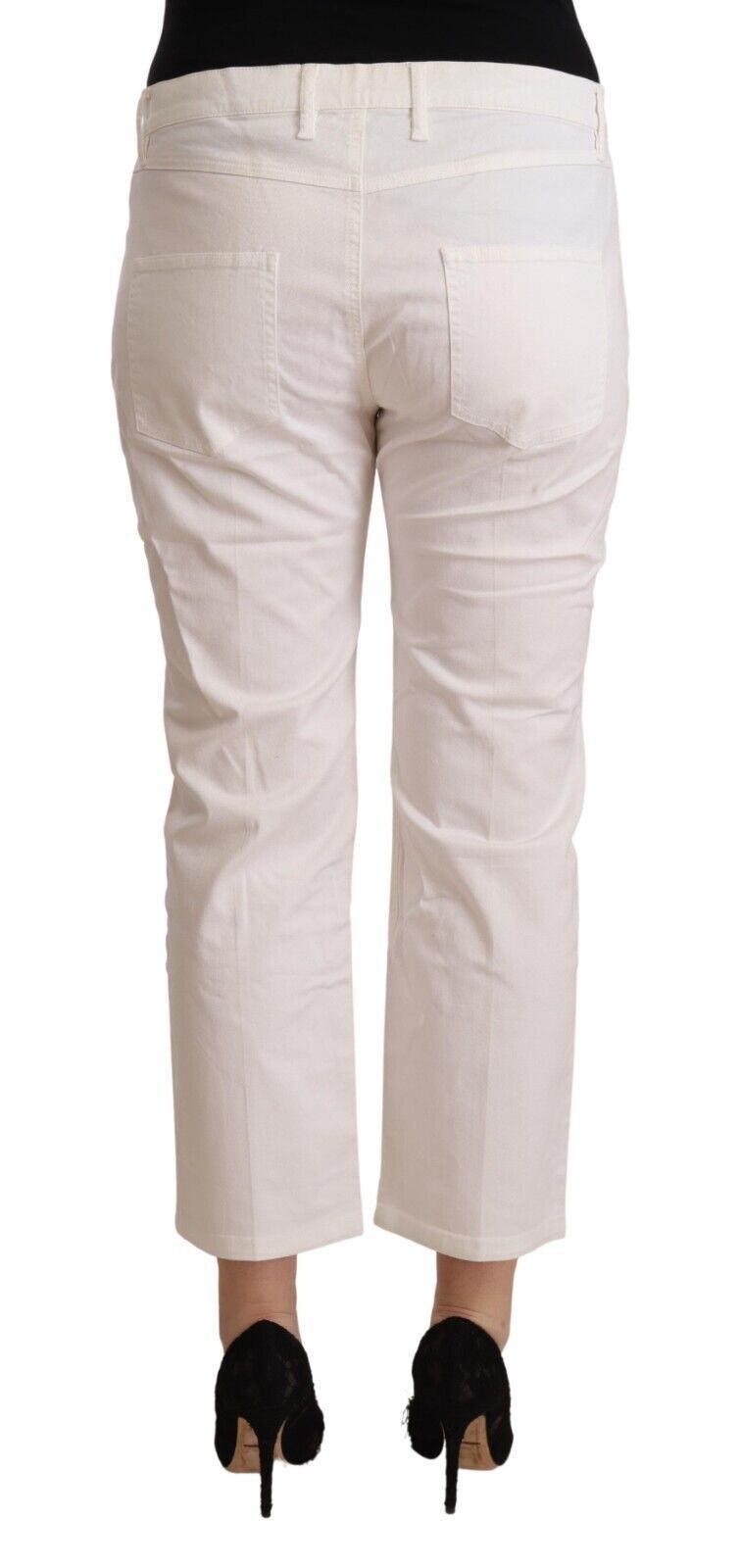 L'Autre Chose Chic White Mid Waist Skinny Cropped Jeans IT44 | L