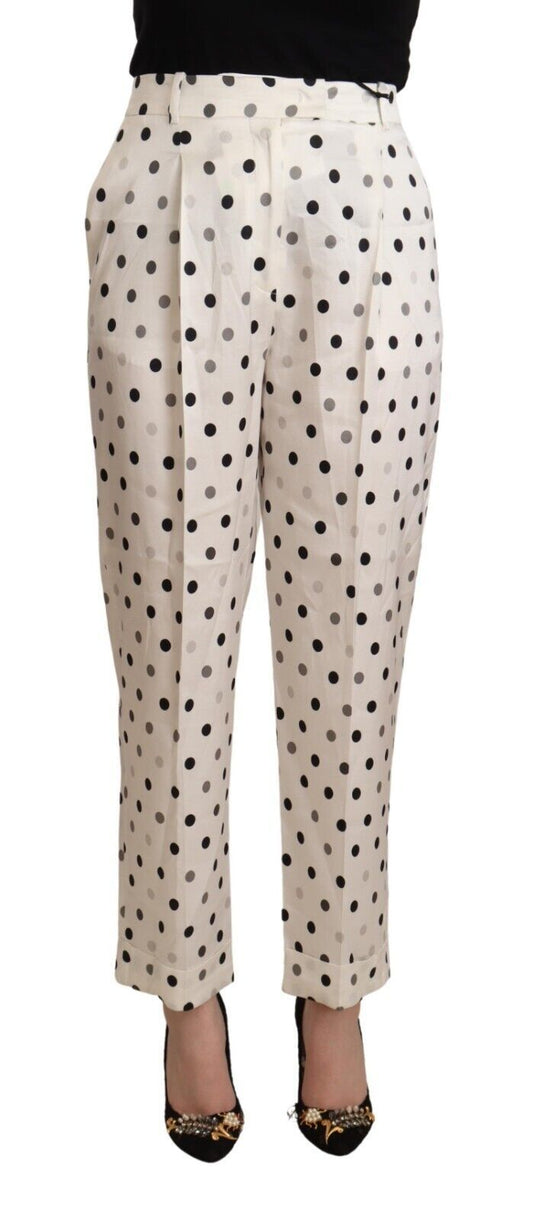 Ermanno Scervino Chic High Waist Polka Dotted Tapered Pants IT42 | M