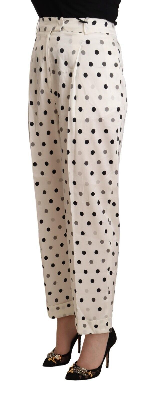 Ermanno Scervino Chic High Waist Polka Dotted Tapered Pants IT42 | M