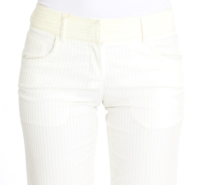 Ermanno Scervino Chic White Striped Straight Fit Pants IT42 | M