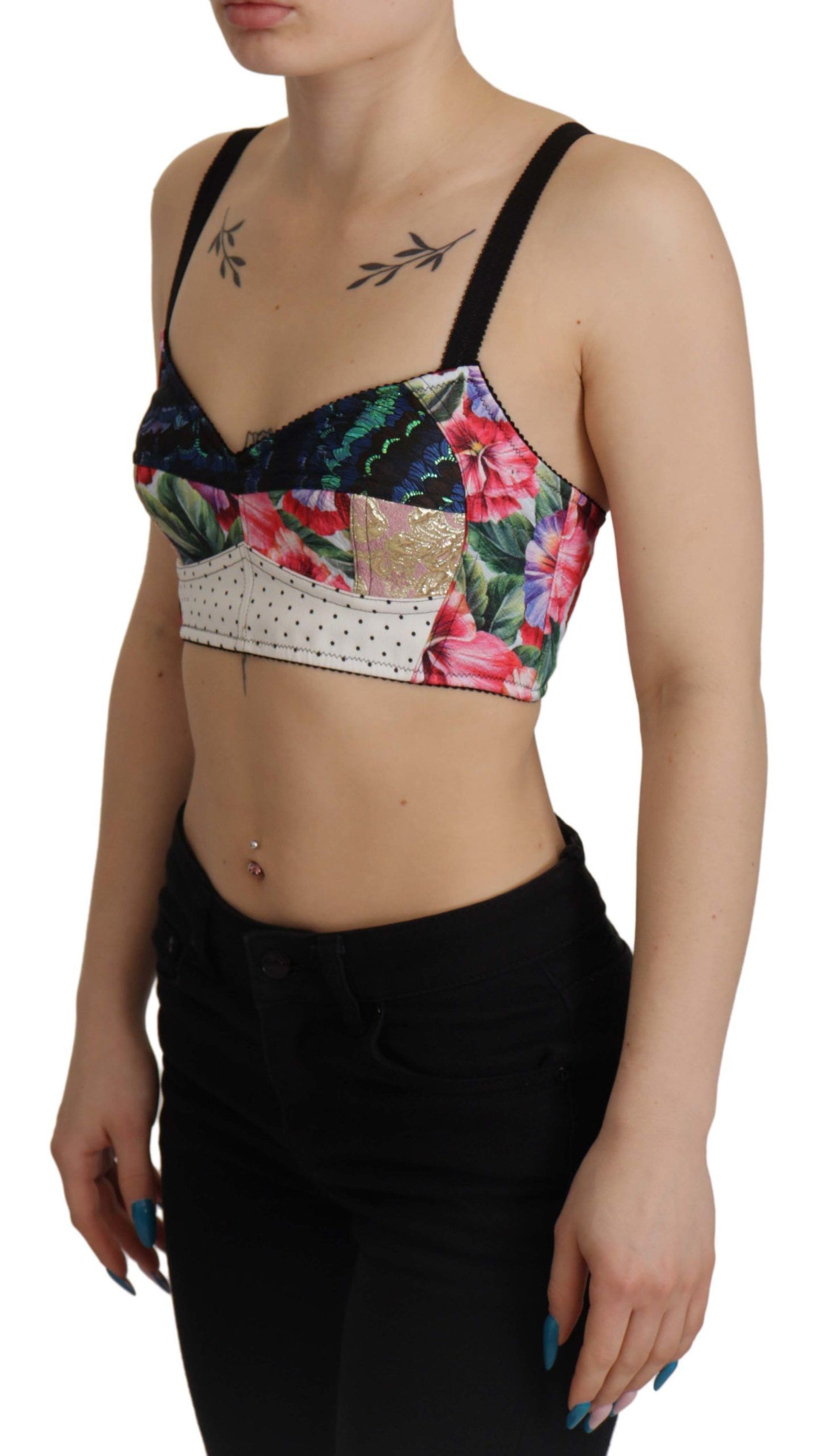 Dolce & Gabbana Floral Print Cropped Corset Top IT40 | S