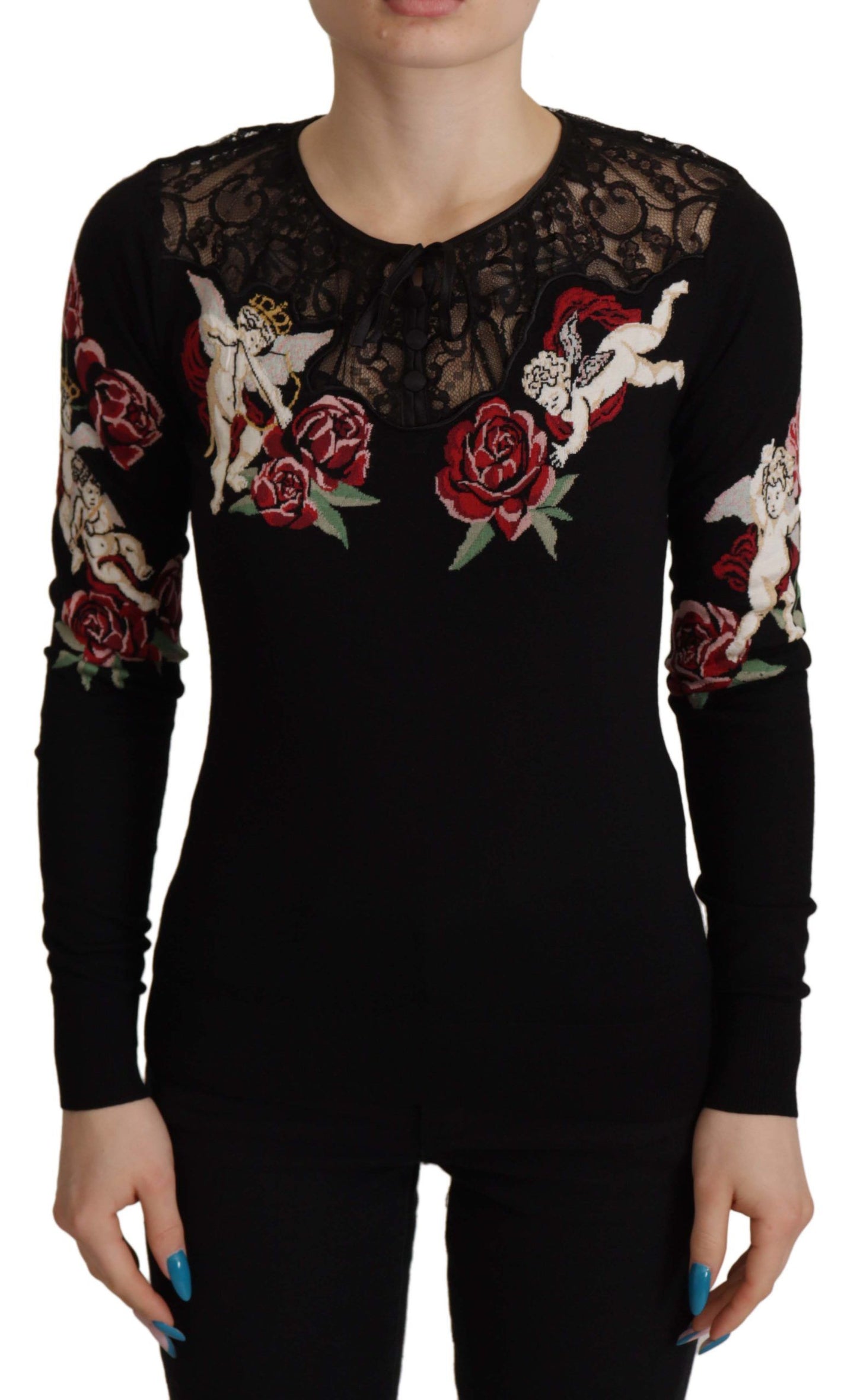 Dolce & Gabbana Embroidered Angel Cardigan Sweater IT36 / S