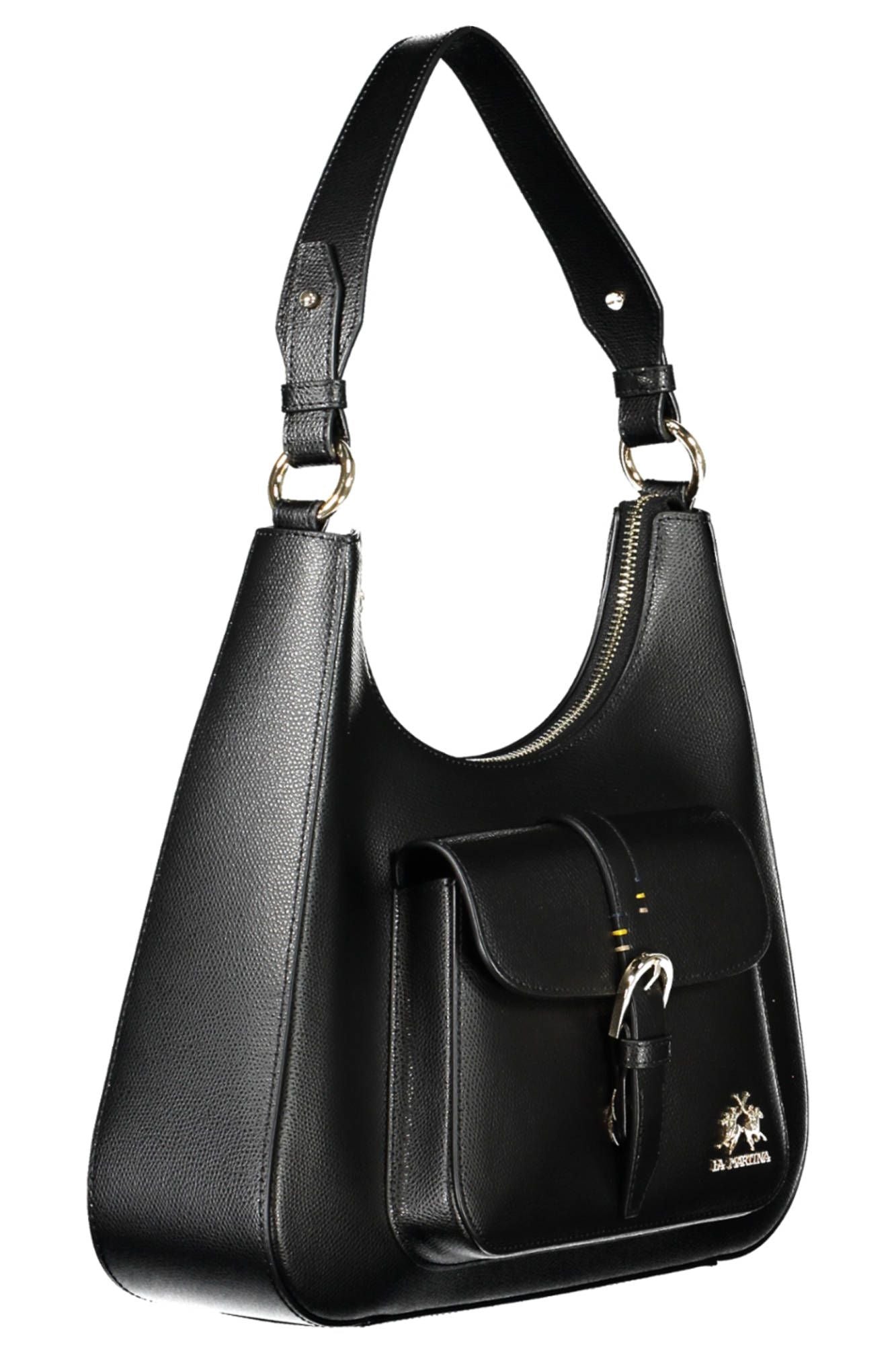 La Martina Black Leather Women Handbag