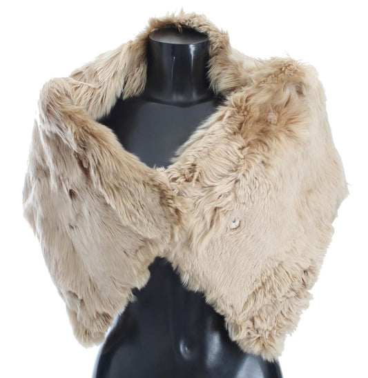 Dolce & Gabbana Elegant Alpaca Fur Shoulder Wrap in Beige IT40 | XS