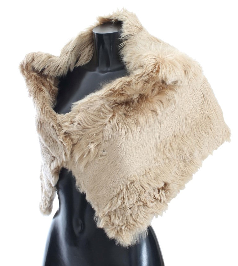 Dolce & Gabbana Elegant Alpaca Fur Shoulder Wrap in Beige IT40 | XS