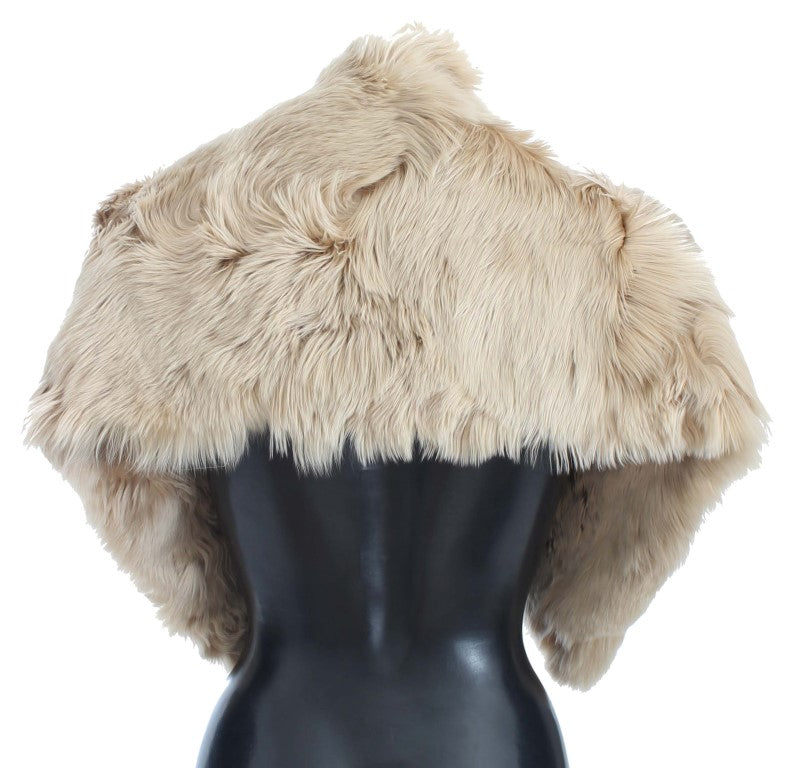 Dolce & Gabbana Elegant Alpaca Fur Shoulder Wrap in Beige IT40 | XS